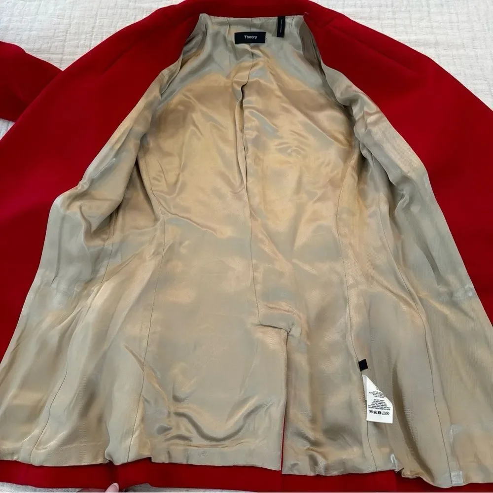 Theory Cinched Moleskin Double Blazer Red Womens size 2